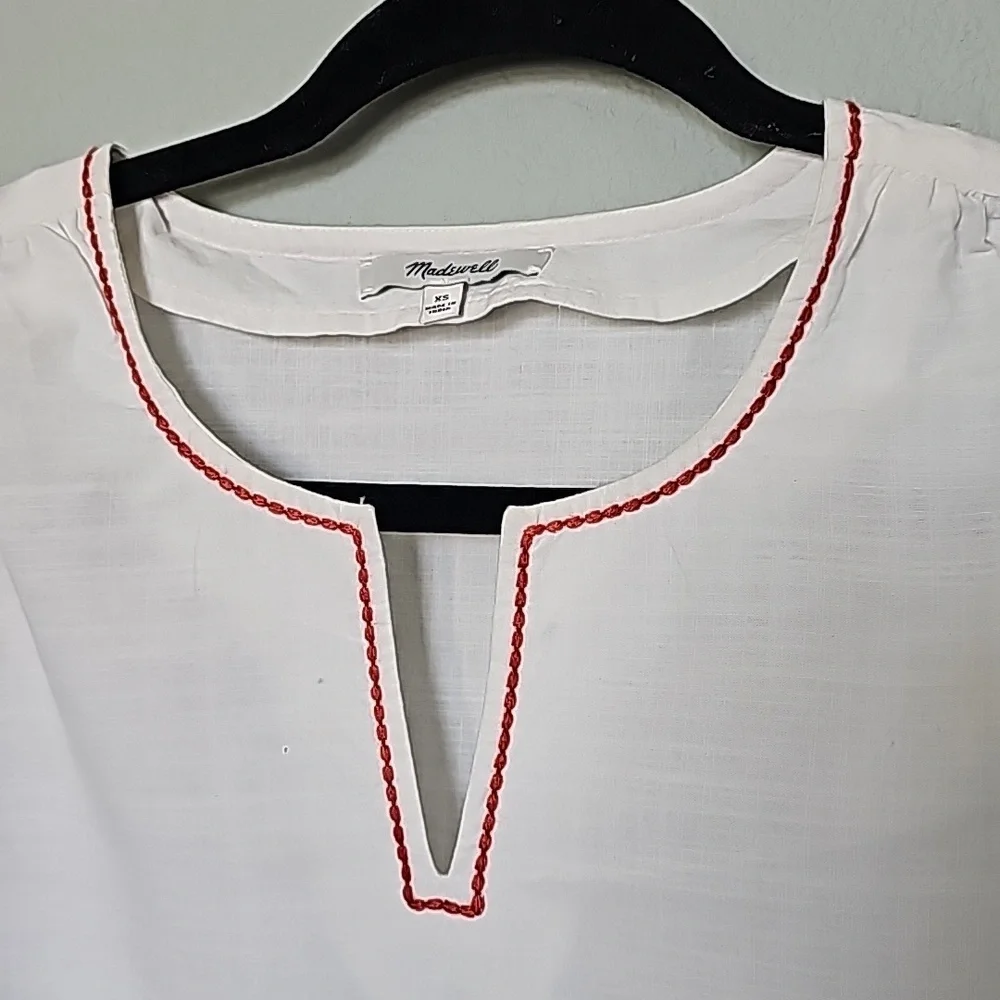 Madewell XS Boho Hippie Beachy Sweet White Popover Embroidered Floral Top